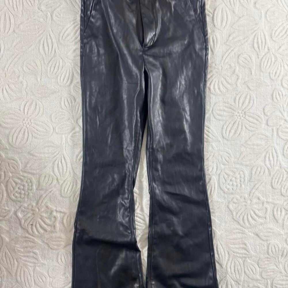 Good american black leather flare